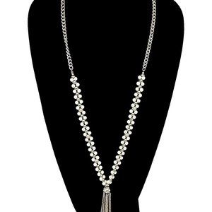 WHBM Long Pearl and Rhinestone Necklace